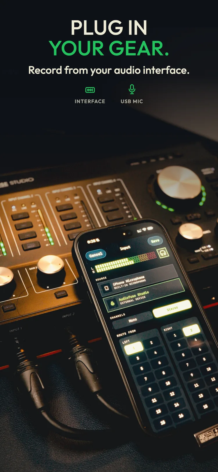 Plug in your gear: record from your audio interface or USB mic